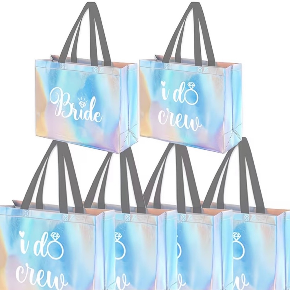 New Set of 6 Hologram Bridal Party Tote Bags